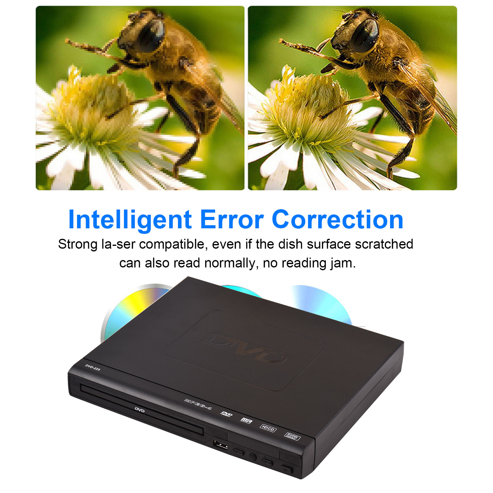 DVD-225 Home DVD Player DVD CD Disc Player Digital Multimedia Player AV Output with Remote Control