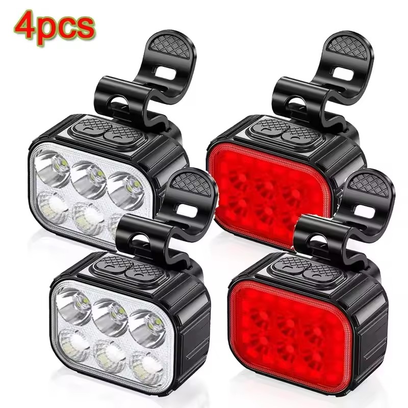 Ciclismo bicicleta frente conjunto de luz traseira carga usb farol luz mtb à prova dwaterproof água lanterna led acessórios da bicicleta: Preto