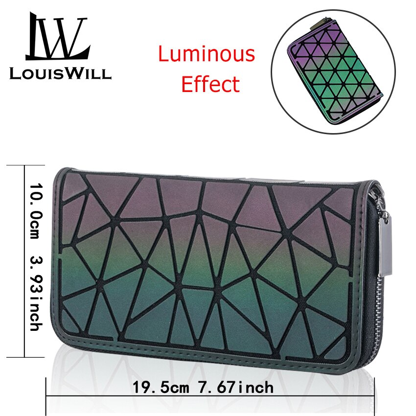 Louiswill kvinder tegnebog geometriske damer tasker lysende lang pung kobling taske kort taske holografiske reflekterende håndtasker: Stil a