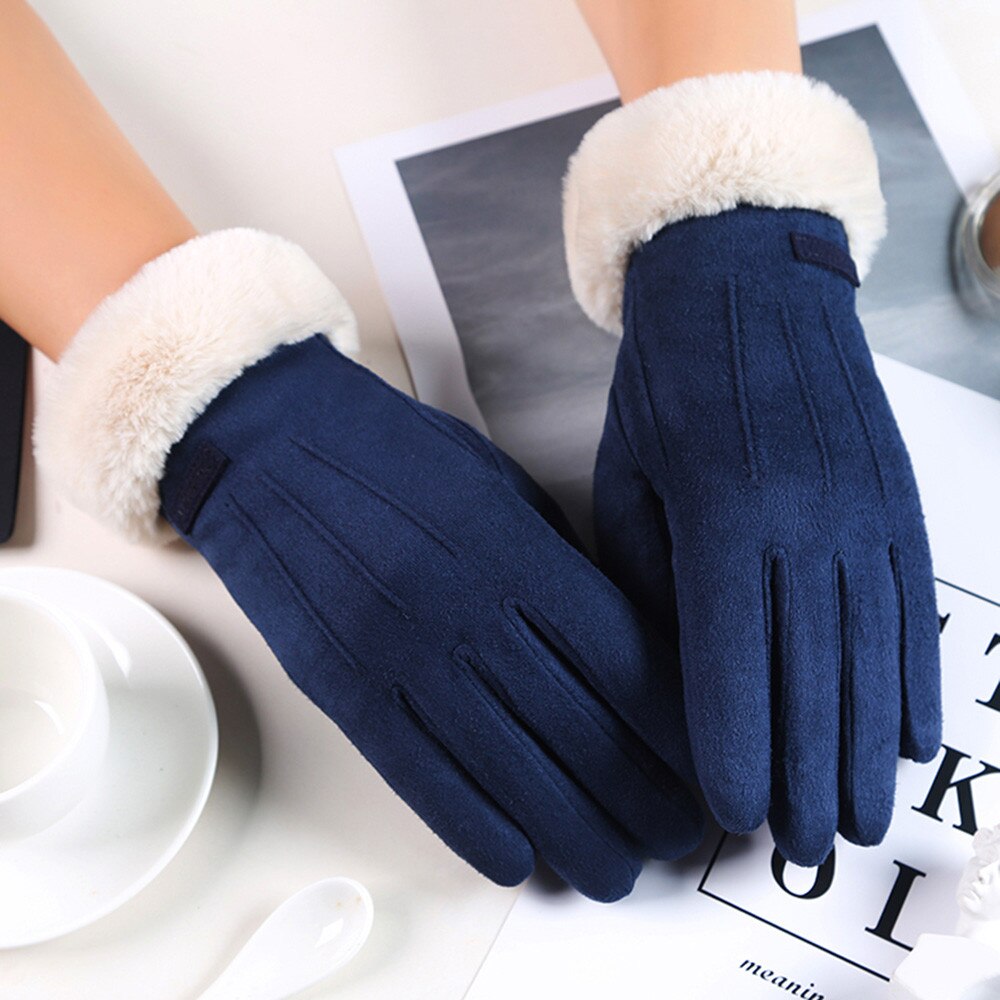 Women's Gloves In Autumn And Winter Windproof Warm Plus Velvet Gloves Winter Snow Ski Warm Gloves Riding Cycling Cute Gloves#t2: B