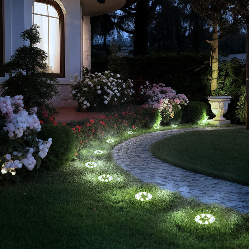 Luces solares de jardín de 8LED, disco de acera impermeable para exteriores, iluminación de paisaje empotrada en el suelo brillante para césped, Patio, camino, escalones de Patio: Luna Azul / 16-20 W