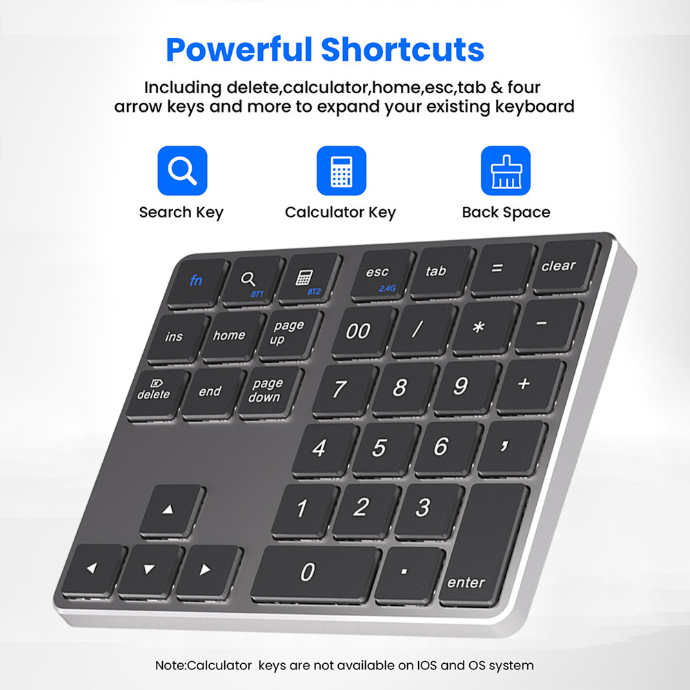 35-Tasten Dual-Bluetooth-Zahlentastatur 2,4 G kabellos Pad Dünne wiederaufladbare Tastatur für PC IOS Android Fenster Digital Klaviatur