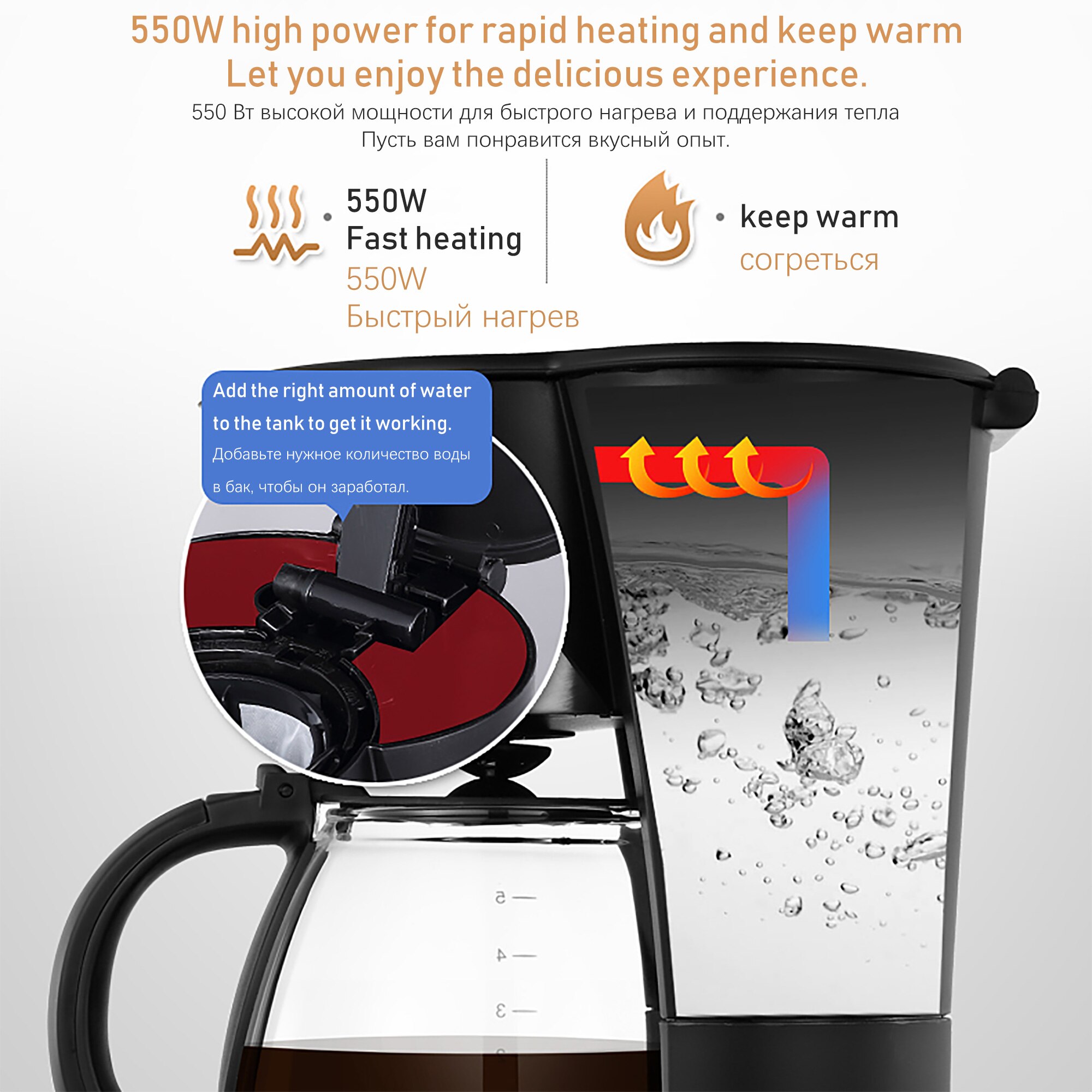 0.6L Elektrische Infuus Maker 550W Huishoudelijke Koffiezetapparaat 6 Cup Koffie Pot Melk Koffie Maker voor 220V Sonifer