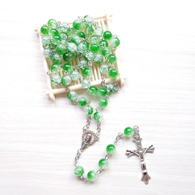 Retro rosenkrans pärlor halsband för kvinnor kors jesus hänge religiösa kristna smycken berlock