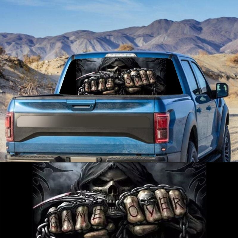 Evil Skelet Voor Truck Jeep Suv Pickup 3D Achter Voorruit Decal Sticker Decor Achterruit Glas Poster 57.9X18.1 inch