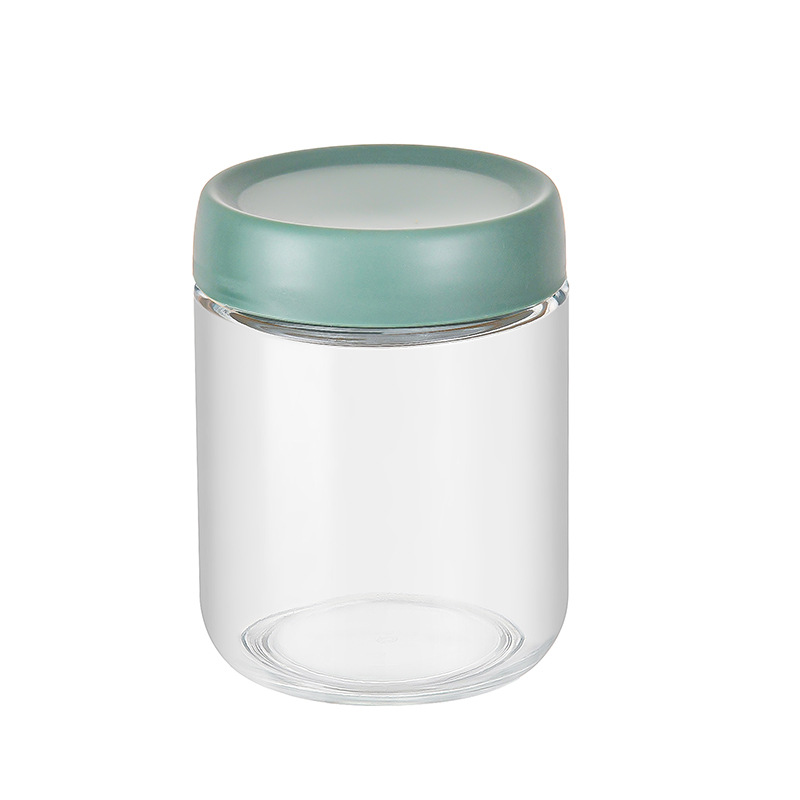 4Pcs Coffee Beans Oats Container Household Moisture-proof Air Extraction Airtight Container Transparent Glass Food Storage Jars