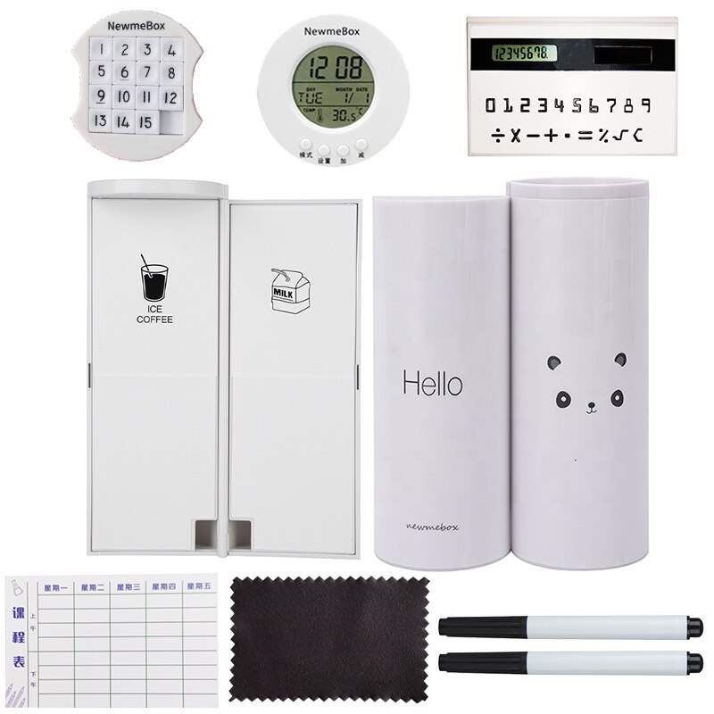 NBX NewmeBox Multifunctional Pencil Box Large Capacity Pencil Cases pen box with Mirror Calculator for office School Stationery: Hello Panda - gift2