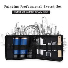 Professionele Kunst Set 32 Pcs Tekening Schetsen Set Met Schets Grafiet Houtskool Potloden Zak Gum Art Kit Voor Student Kunstenaar