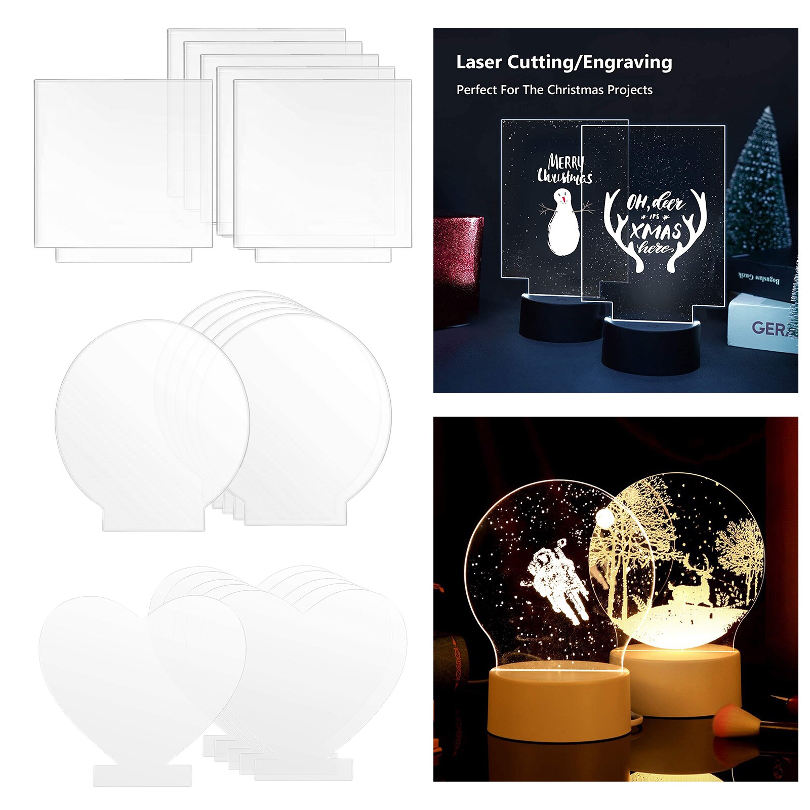 6x Acrylic Sheets for Light Base Clear Cast Panel for Signs Craft Supplies