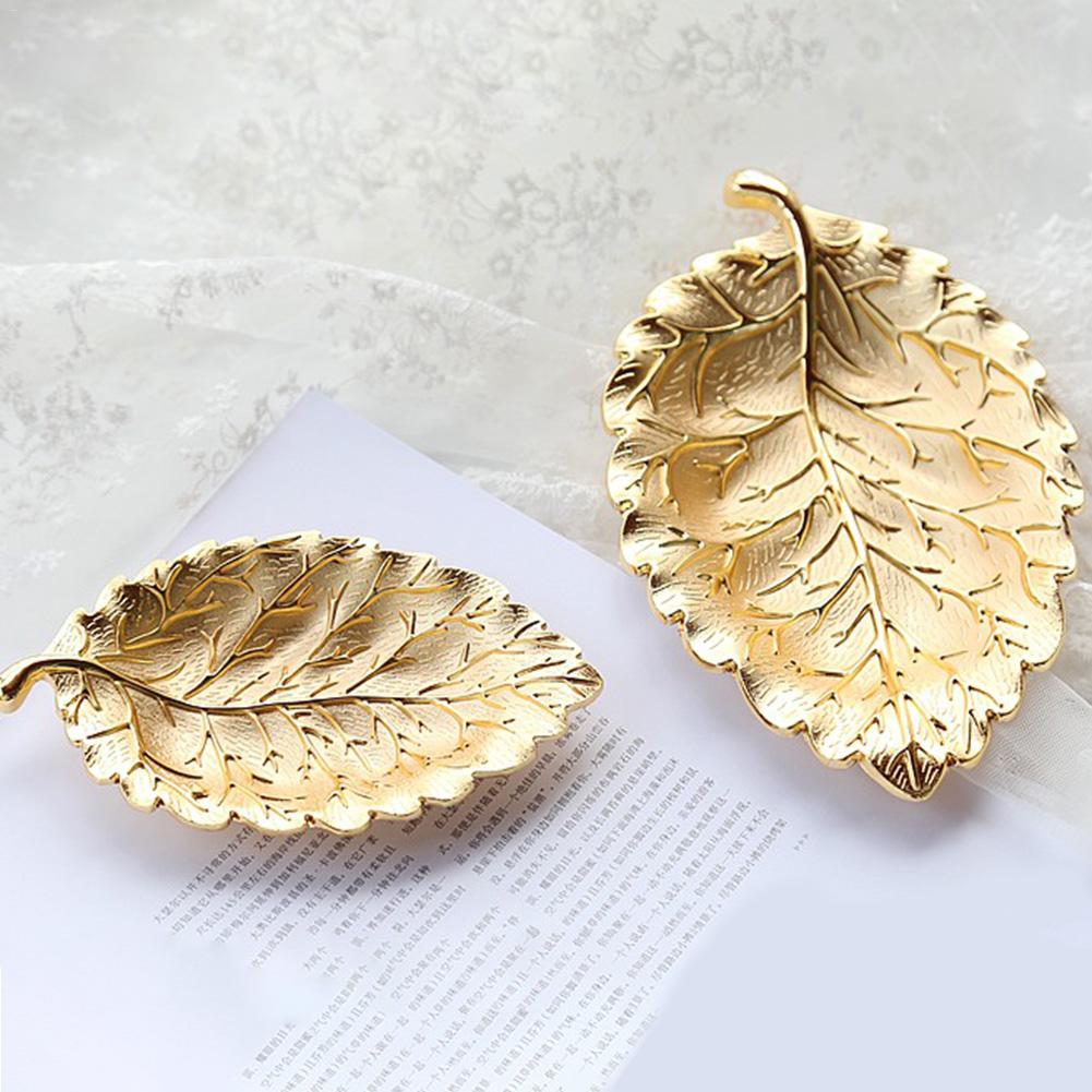 Assiettes à vaisselle en forme de feuilles en alliage de Zinc, casserole de stockage assiettes à fruits pour décoration de la maison bijoux bibelot outil de plateau de vanité