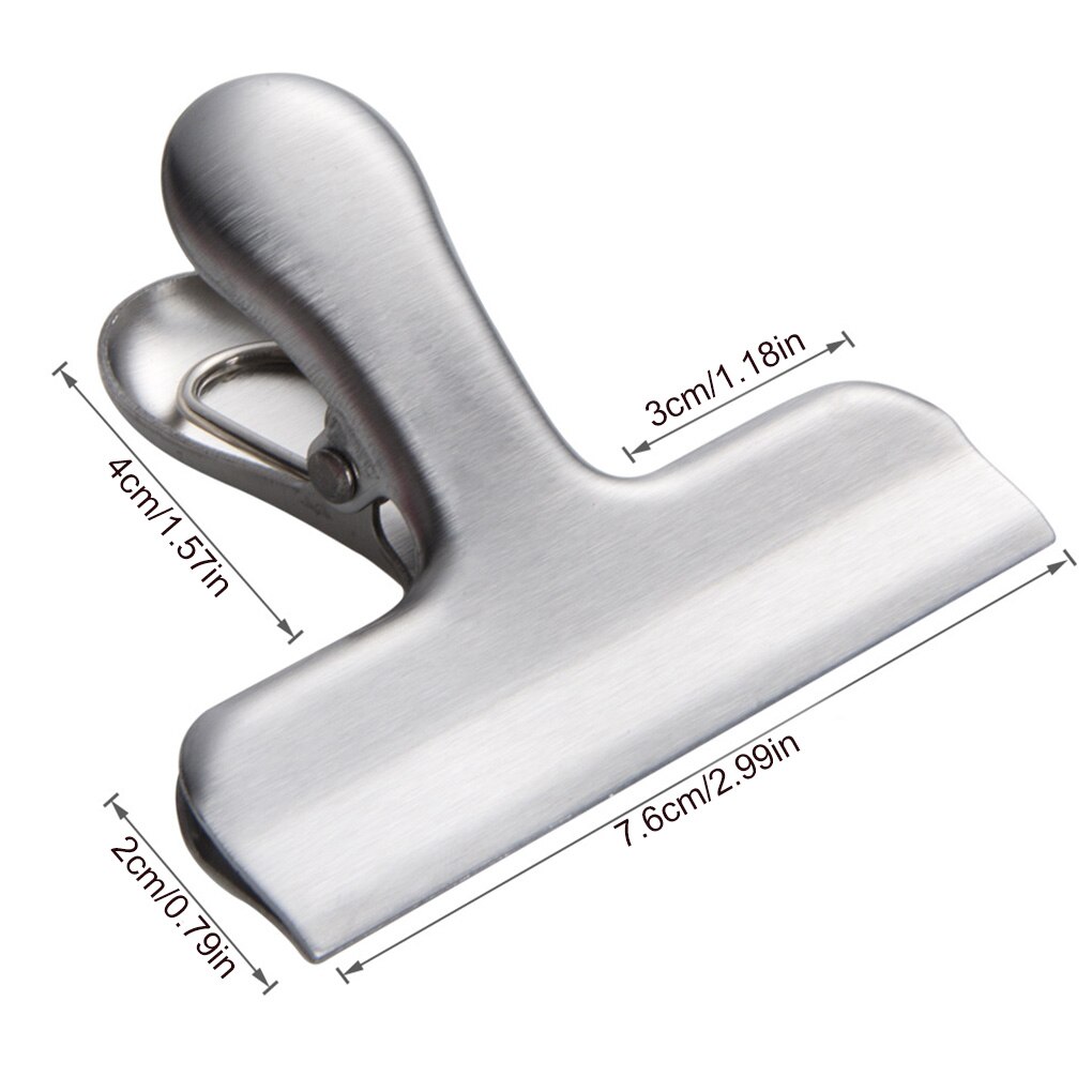 10Pcs Stainless Steel Food Clips File Snacks Metal Clip Plastic Bag Sealing Clamps Flat Sealing Clips For Kitchen Office