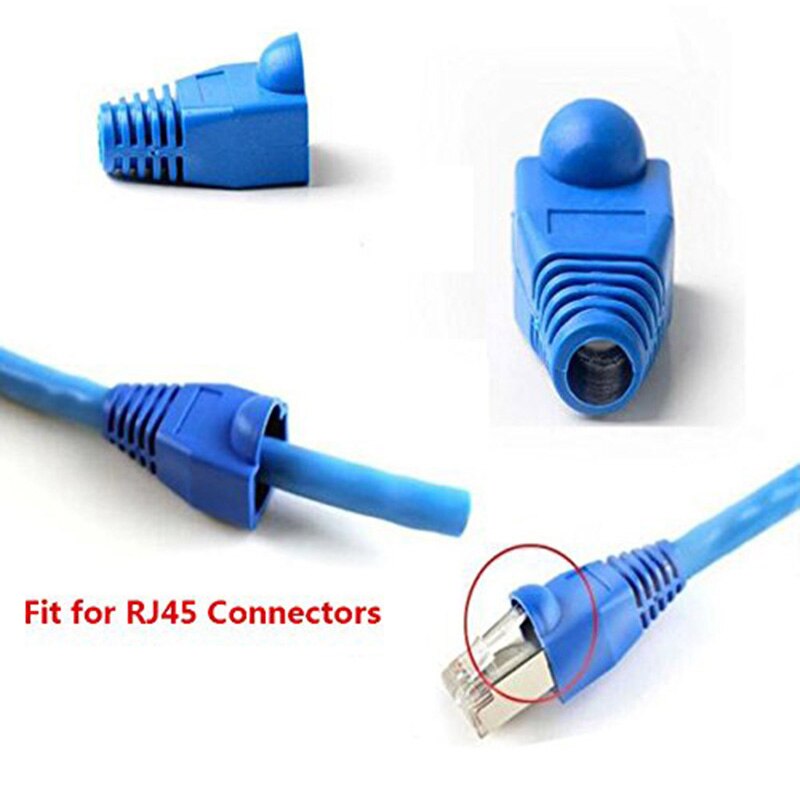 100 Pcs Mixed Color CAT5E CAT6 RJ45 Ethernet Network Cable Strain Relief Boots Cable Connector Plug Cover