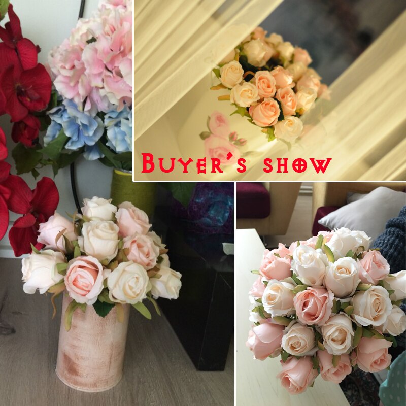 12 stk rose blomsterbuket kunstig silkeblomst hvid rose bryllupsbuket til dekoration til hjemmefest
