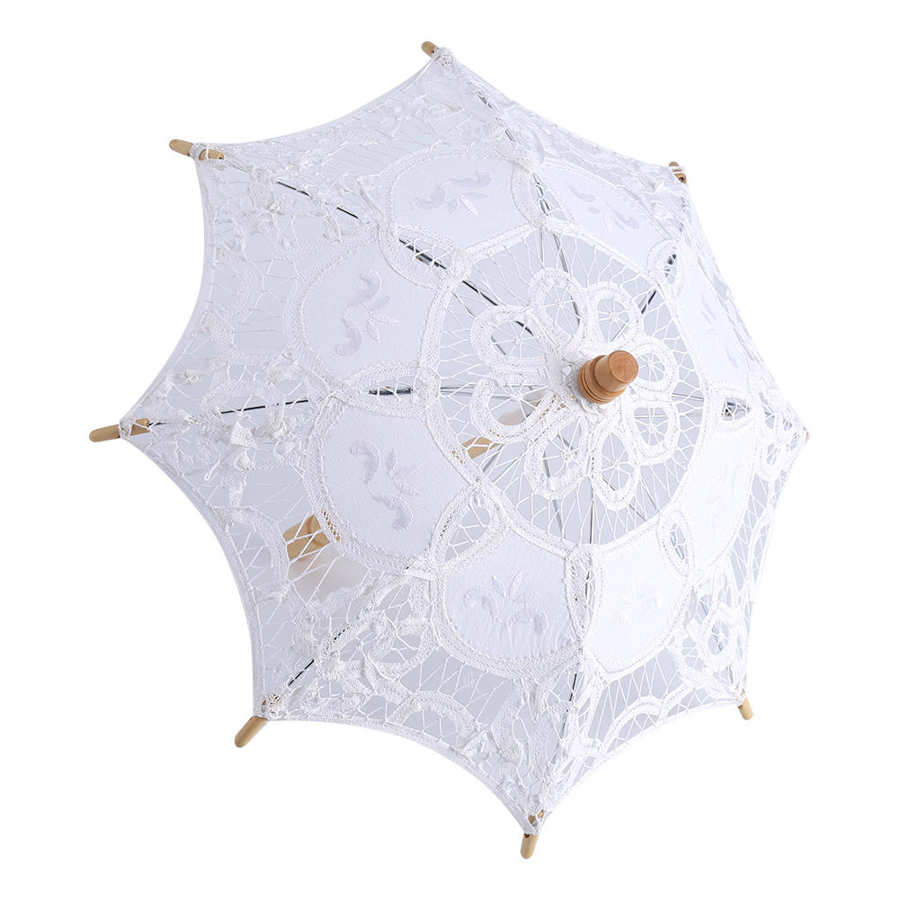 Photobooth accessoires dame mariage dentelle parapluie Parasol parasols fête nuptiale Photo prise décoration accessoires de mariage: WHITE