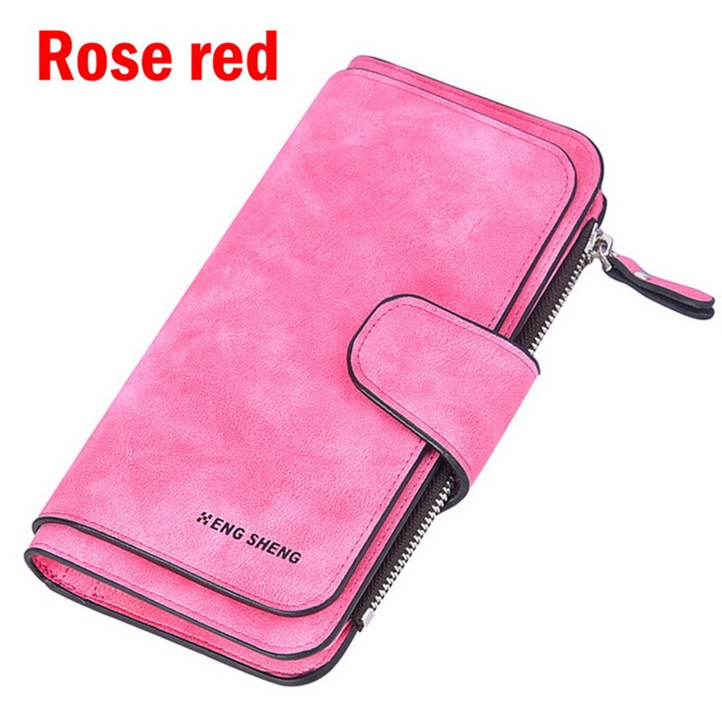 Women's Clutch Bag Faux Suede Long Wallet Women Matte Leather Lady Purse Female Wallets Card Holder Clutch Carteras: A-7