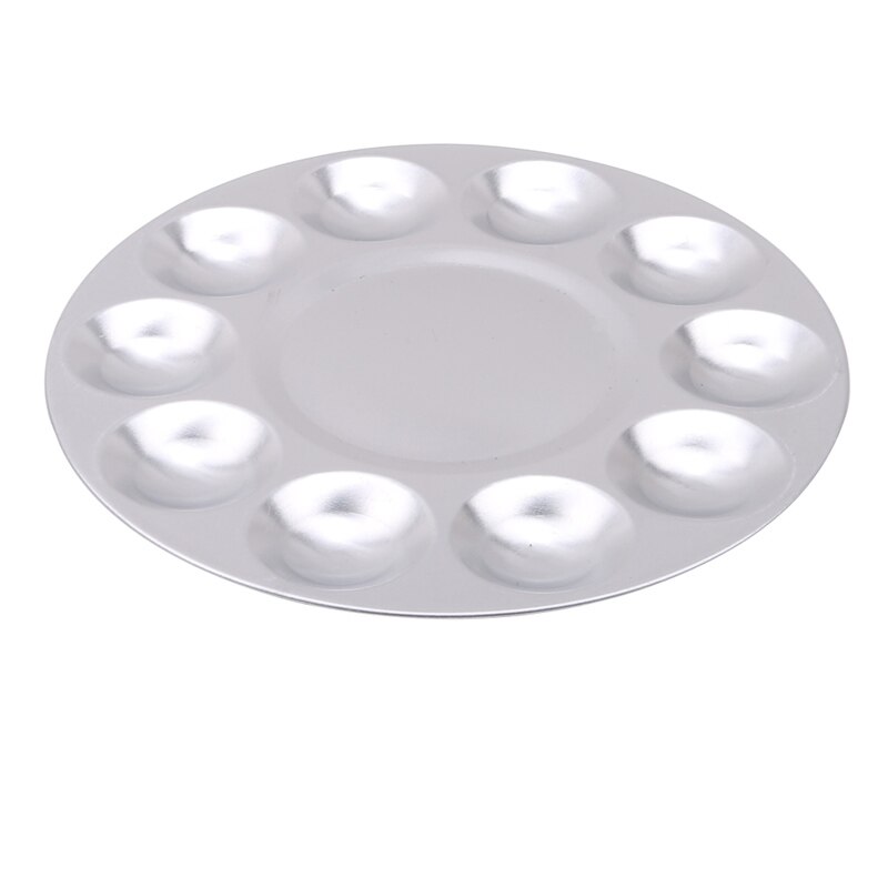 Metalen Aquarel Palet Aluminium Ronde Art Verf Tekening Lade 10 Gaten Kleurenpalet Olie Water Kleur Schilderen Kleur Mixer