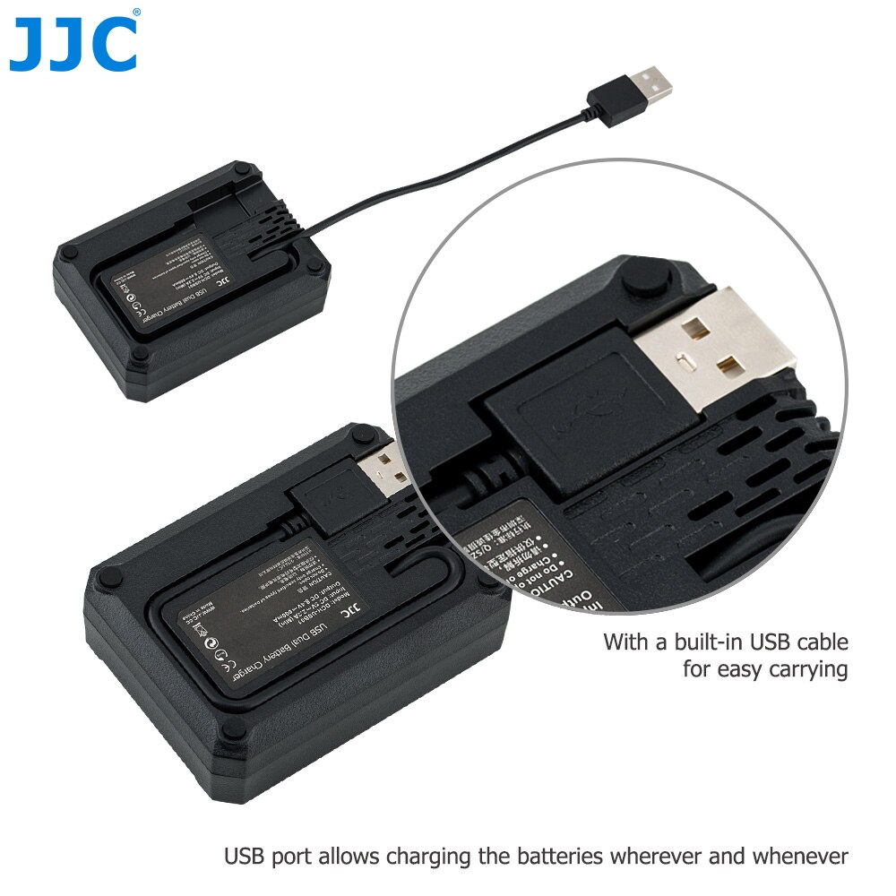 JJC Dual Battery Charger Voor Camera 'S Voor Olympus BLN-1 JJC B-BLN1 Usb-poort Met Verlengkabel 2.5 uur Oplaadtijd