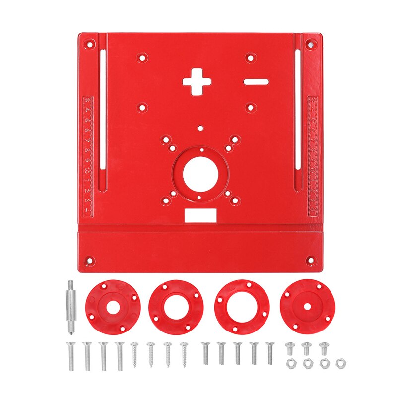 Aluminum Router Table Insert Plate Woodworking Jigsaw Flip Board Trimming Machine Slotting For Electric Jig Saw: Red