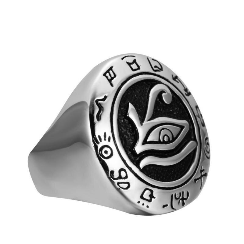 Classic Ancient Egypt Mythology Eye of Horus Rune Ring Personality Men&#39;s Amulet Jewelry