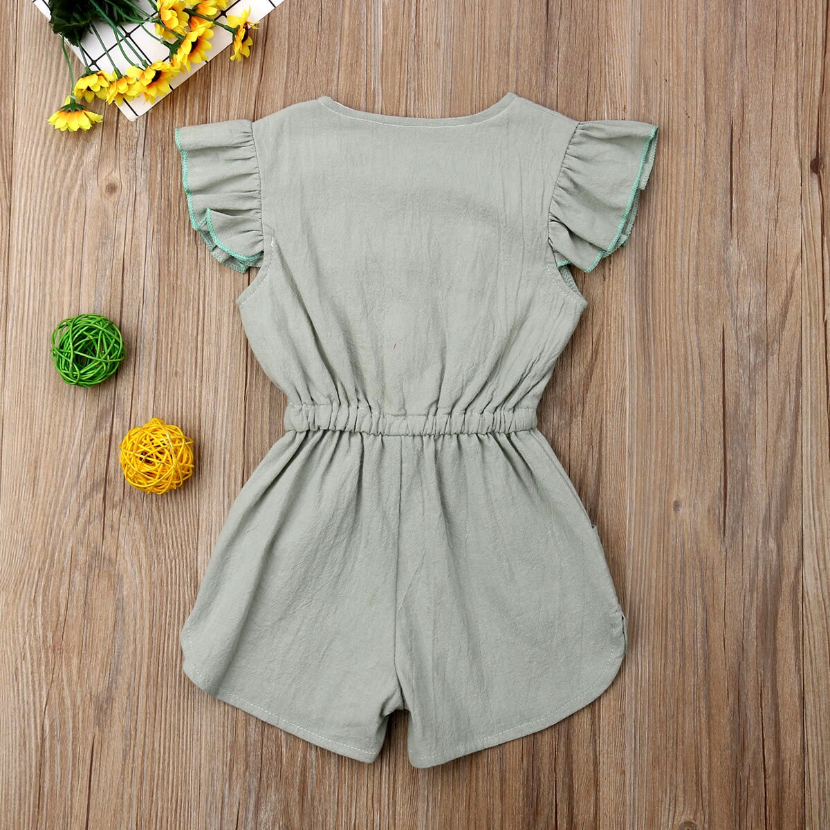 Peuter babykleding voor meisjes kinderen meisjes 1-6y zomer ruches mouw katoenen romper een stuk jumpsuit outfits peuterkleding zonnepak: B / 3t