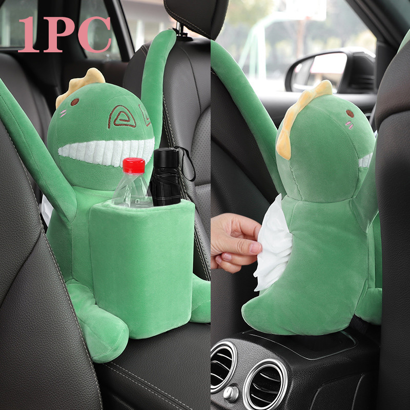 2 In 1 Auto Tissue Box Pop Cartoon Vuilnisbak Hond Aap Konijn Korte Pluche Auto Tissue Houder Auto Tissue box Auto Accessoires: Black