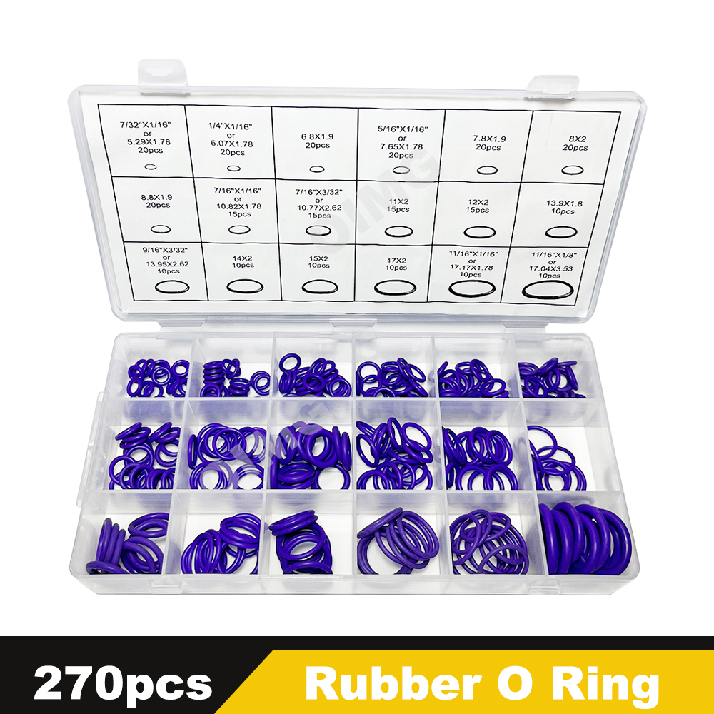Car Air Conditioning O Ring Nitrile Rubber Sealing Gasket Washer Resist Oil and Heat for Compressor Automotive Repair O-ring kit: dark blue