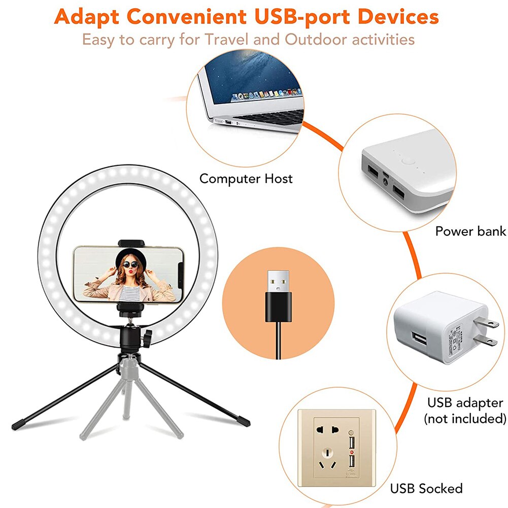 Selfie Led Ring Licht Telefoon Houder Voor Live Studio Video Fotografie Vlog Helderheid Verstelbare Bluetooth Remote Shutter Lamp