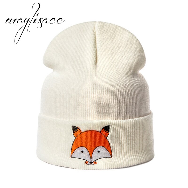 Maylisacc 8 Colors Autumn Winter Warm Kintted Thickened Cap Fox for Girls Boys Skullies Beanies Cap Outdoor Sport Cap