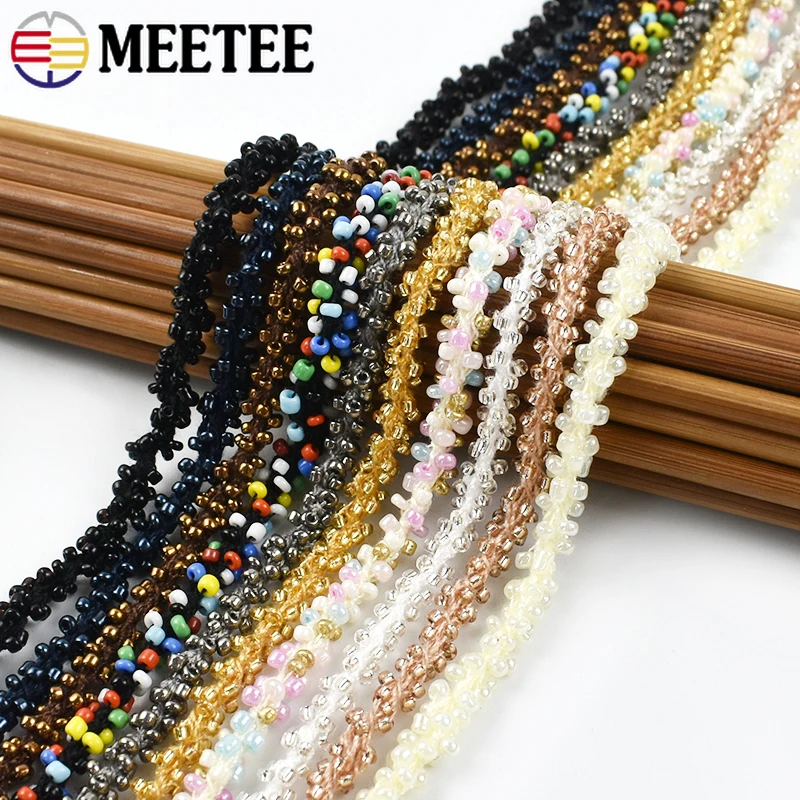1/2/4/8M 5mm Kralen Kant Trim Lint Glas Kraal Koord Gordijn Trouwjurk decoratieve Ketting Portemonnee Veters Kleding Rand Versieringen