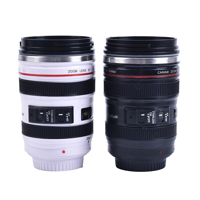 Acier inoxydable caméra café lentille tasse blanc noir tasse à café 13.3*8.3cm