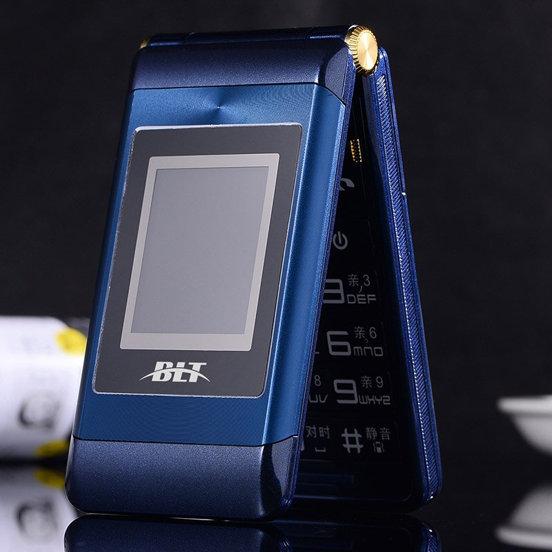 BLT Dual 2.8" Touch Screen Long Standby Big Russian Key Loud Sound Senior Flip Cell Mobile Phone For Old People P022: English key / blue