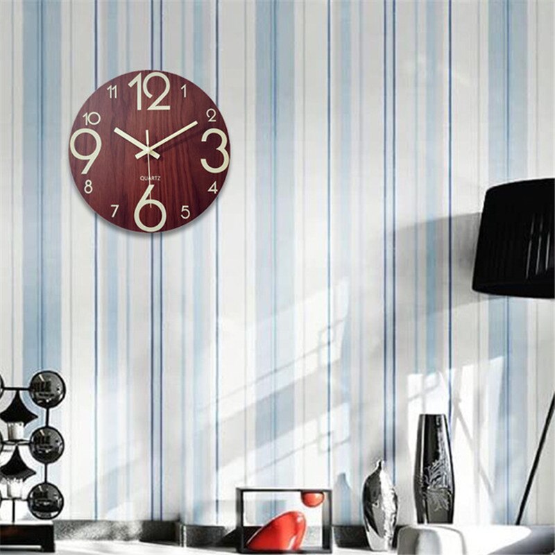 Lichtgevende Wandklok Nordic Eenvoudige Houten Klok Decoratie Fluorescerende Digitale Klok Woonkamer Wandklok Woondecoratie Klok