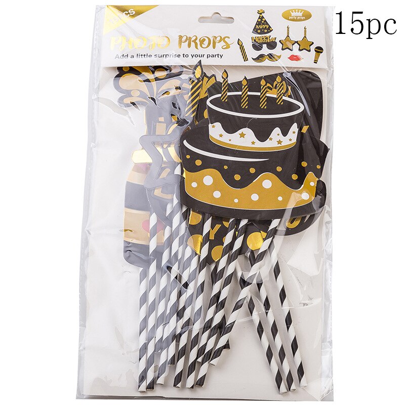 Funny Birthday Photobooth Props Stamping Gold Happy Birthday Photo Props DIY Photo Booth Birthday Party Happy Birthday Party Dec