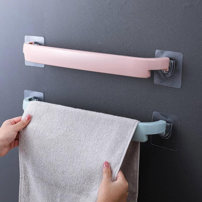 Self-adhesive Towel Holder Rack Kitchen Hanger Organizer Bath Clothes Towel Bathroom Hook Storage Rack For Bathroom Toilet