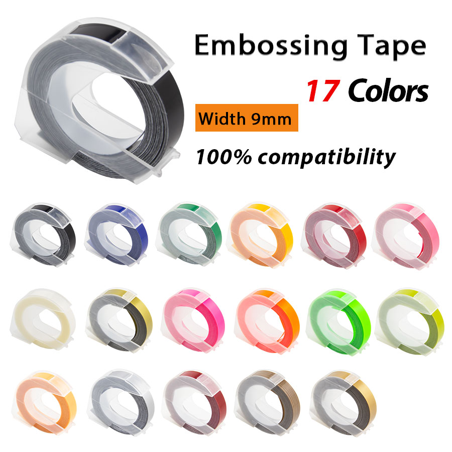 17 Colors 3D Embossing Tape For DYMO Plastic Embossing Tape DIY Tape For DYMO Motex E-101 Motex E-202 Motex E-303 Label Maker