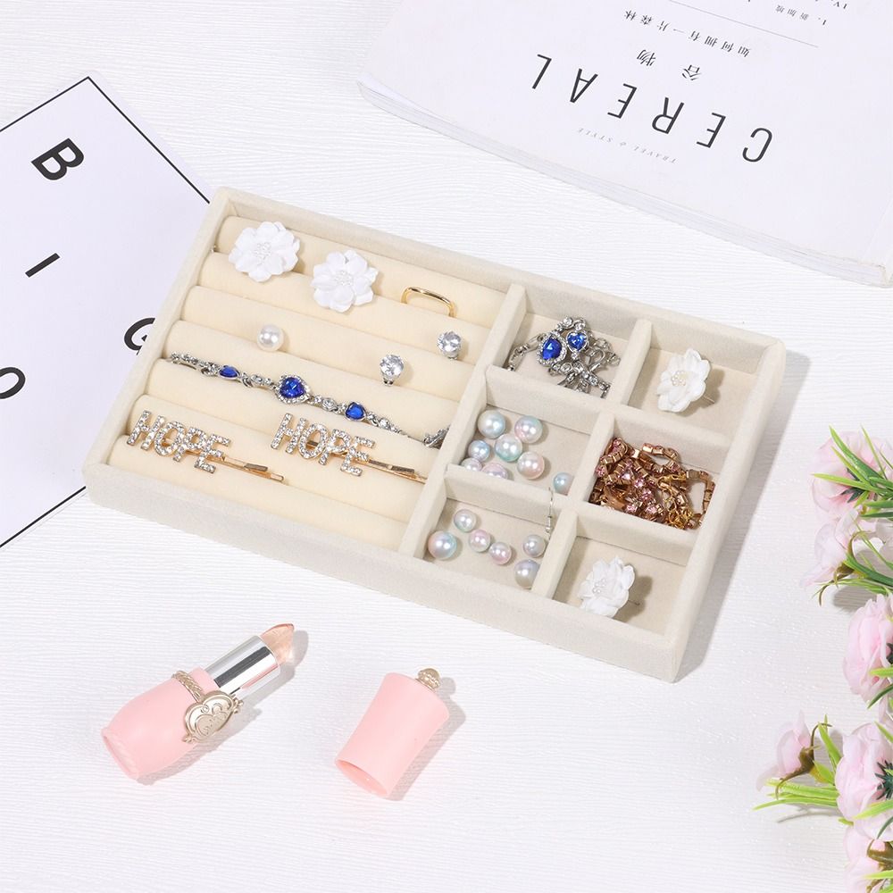 Stackable Velvet Jewelry Storage Box Velvet Necklace Display Tray Bracelet Earring Organizers Ring Bracelet Necklace