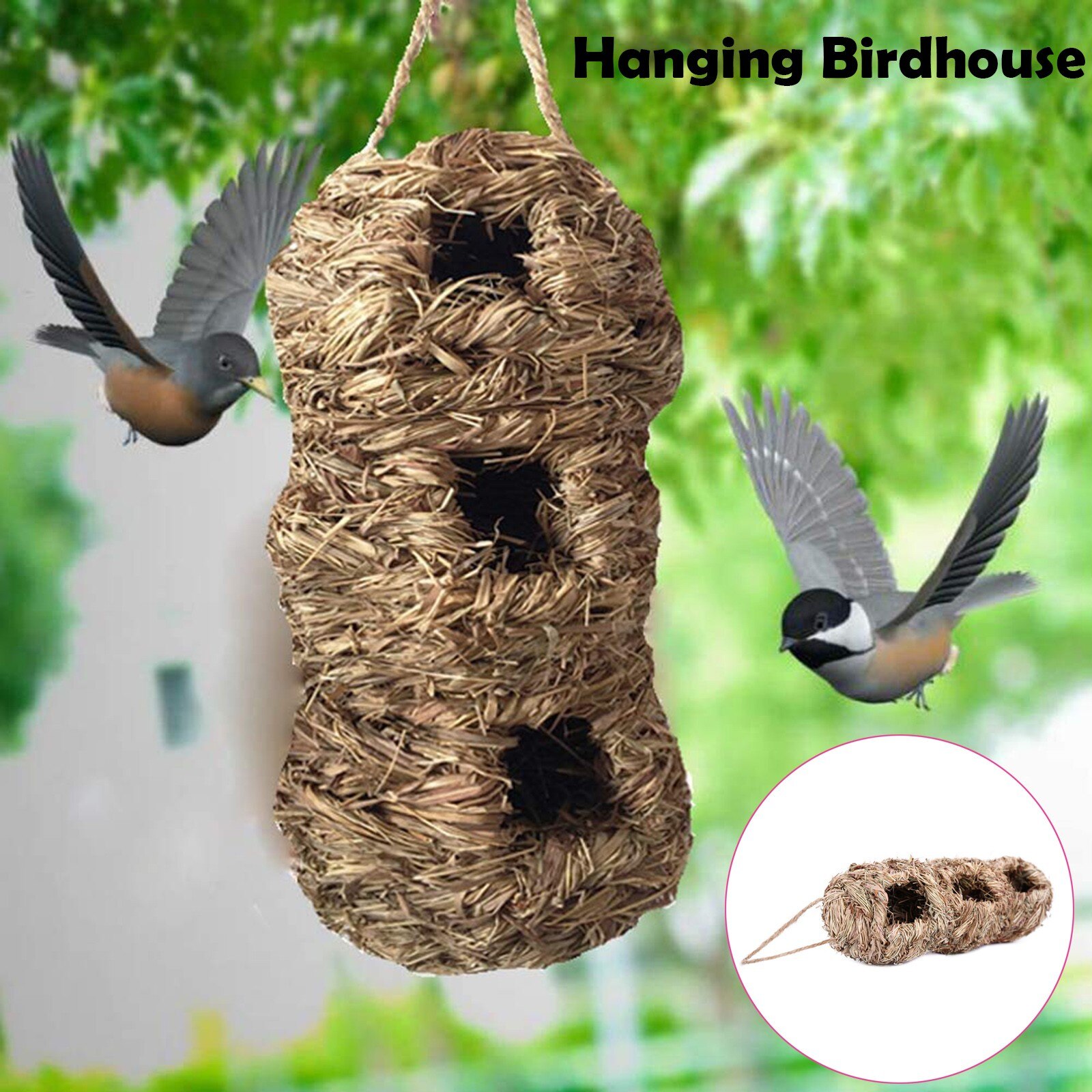Hand-Geweven Hummingbird Huis Hummingbird Huis Nest Kleine Opknoping Vogel Huis Outdoor Vogelnest Decoratie