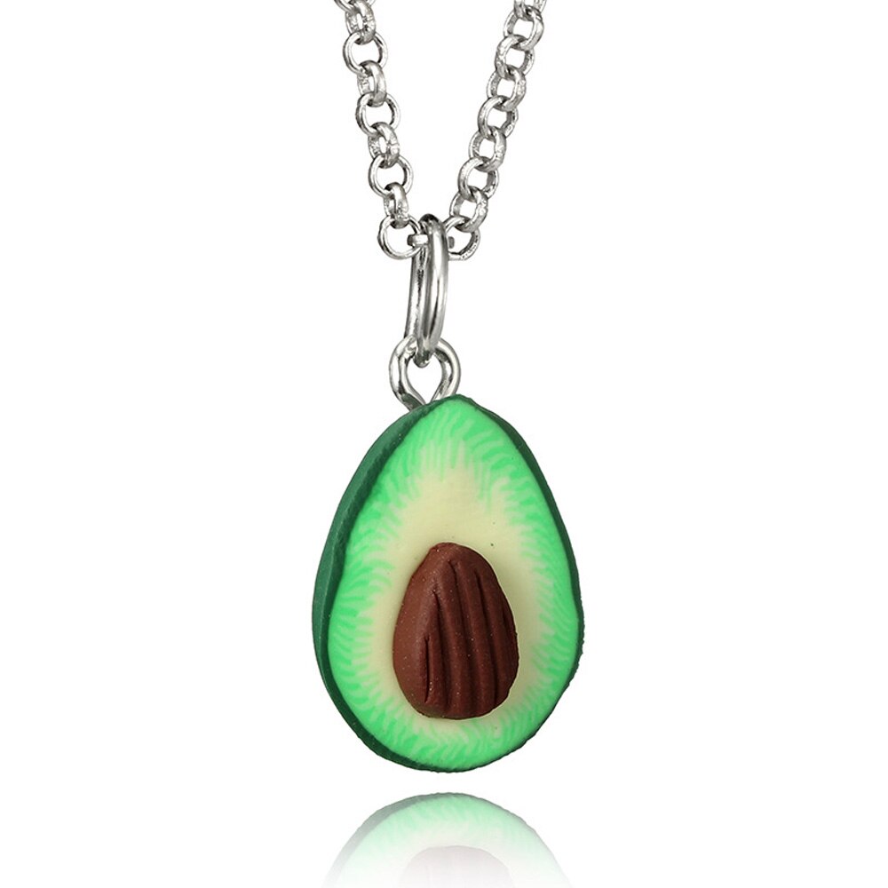 Lovely Avocado with Nuclear 3D Clay Alloy Necklace Pendant Couple Decoration Charm Friendship DIY Jewelry: oval coffee