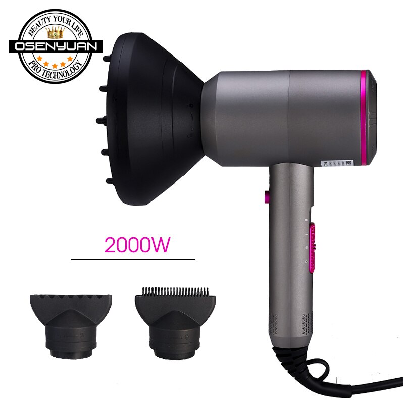 Ionic Blow Dryer Hairdryer with Diffuser Powerful AC Motor 3 Temperature 2 Speed & 1 Cool Setting, Quick Drying