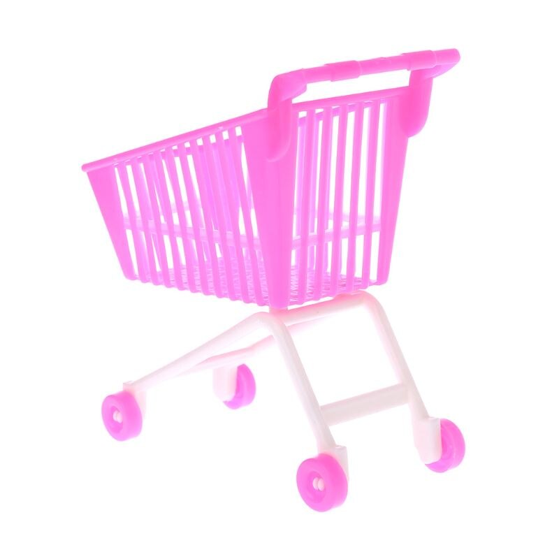 Doll Shopping Cart Plastic Cute Miniature Mini Supermarket Storage Hand Pretend Toys Dollhouse Trolley Simulation Play Toy