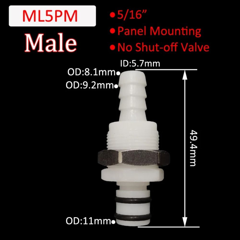 1Pcs Tube Connector Hose Joint Disconnect Fitting Coupling Male Female Quick Coupler 5/16 3/8 L-Series Hose Barb Valved: Orange