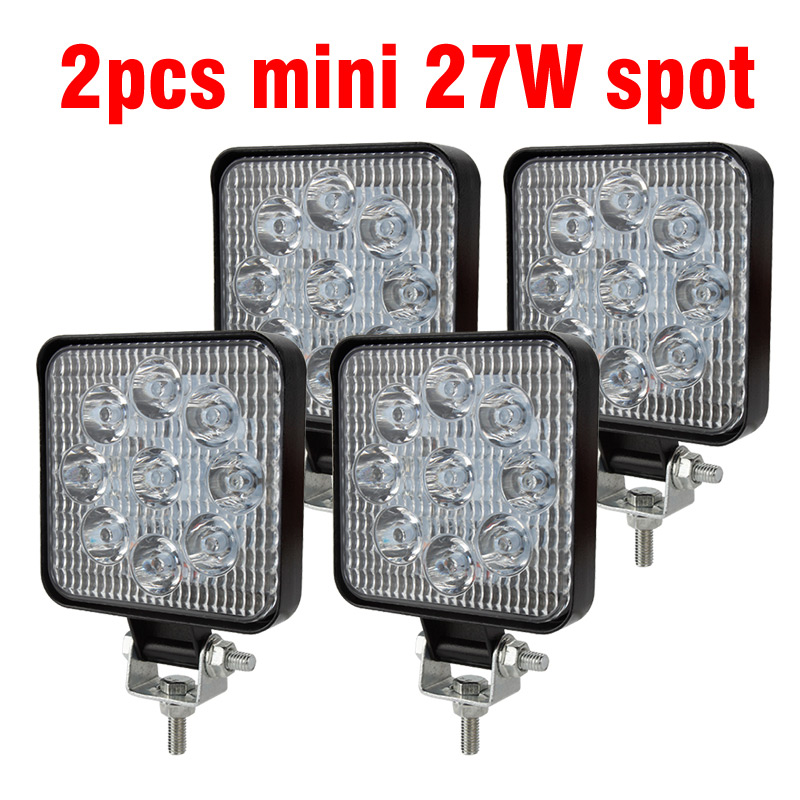 Okeen Mini 27W 48W Led Verlichting Barra Led 12V 24V Spotlight Offroad Led Licht Bar voor Wrangler Gewijzigd Lamp Truck Auto Suv 4DW: 4pcs Mini 27W Spot