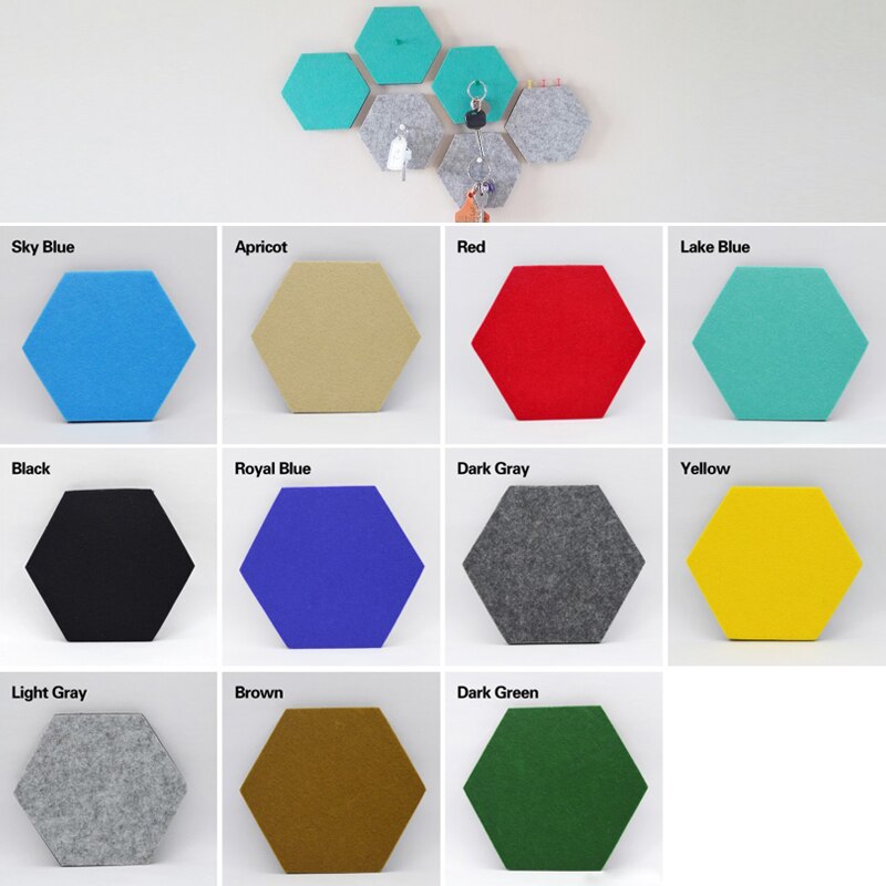 9 stk / sæt sekskantfiltplade sekskantet farvefiltvægsticker multifunktion 3d dekorativt hjem opslagstavle selvklæbende barn
