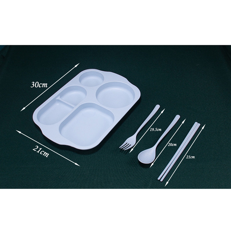 4 PCS Wheat Straw Divided Portion Plates Home Dinner Plate Feeding for Outdoor Camping Picnic BBQ Beach or Every Day Use