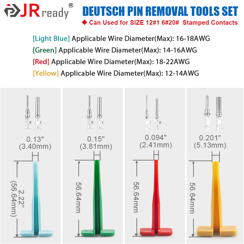 JRready Pin Extractor Tool For Solid/Stamped Contacts Terminal Removal Instrument For Deutsch Connector DT/DTM/DTP/HDP/DRC ,RT1B: Orange
