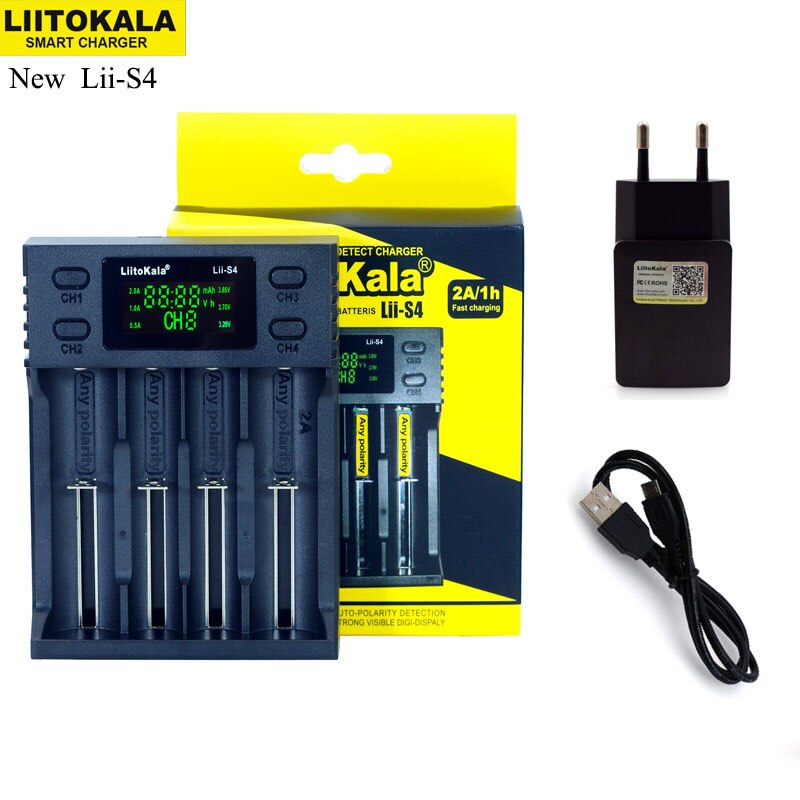 LiitoKala Lii-PD4 Lii-S4 Lii-500S Lii-S6 battery Charger for 18650 26650 21700 AA AAA 3.7V/3.2V/1.2V lithium NiMH batteries: Lii-S4 Charger / US