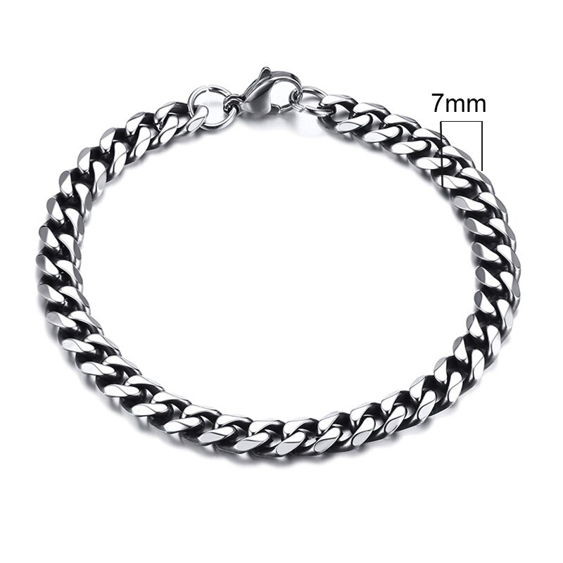 Vnox Heren Eenvoudige 3-11mm RVS Curb Cubaanse Link Chain Armbanden voor Vrouwen Unisex Pols Sieraden