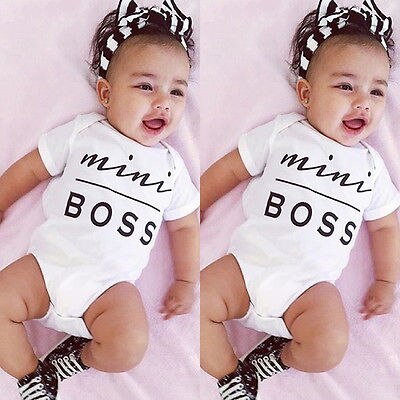 Citgeett – vêtements d'été en coton pour -né garçon et fille, Mini Boss, manches courtes, barboteuse lettre, tenue de soleil