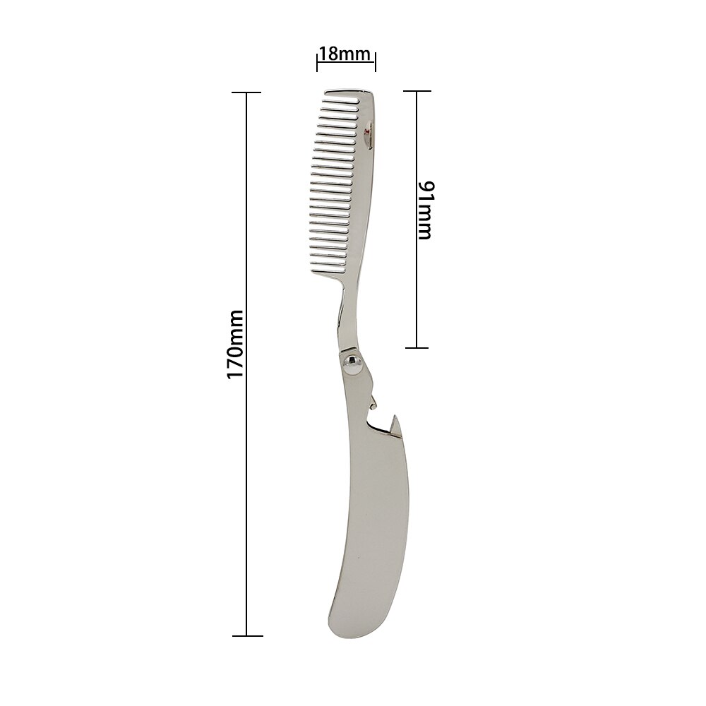 CestoMen-peine de Metal plegable para Barba multifuncional, peine de viaje de bolsillo, abrebotellas de acero inoxidable, herramienta para moldear bigote