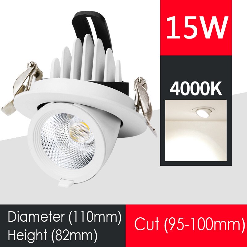 Dimbare LED Spots Olifant Neus Lamp Ingebed Plafond COB Downlight Woonkamer Gangpad Kleding Winkel Verlichtingsarmaturen: 15W --- Nature White